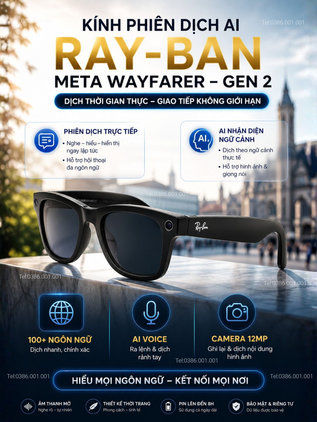 Kính Phiên Dịch RAY-BAN META WAYFARER GEN 2 - Tích Hợp AI Theo Thời Gian Thực