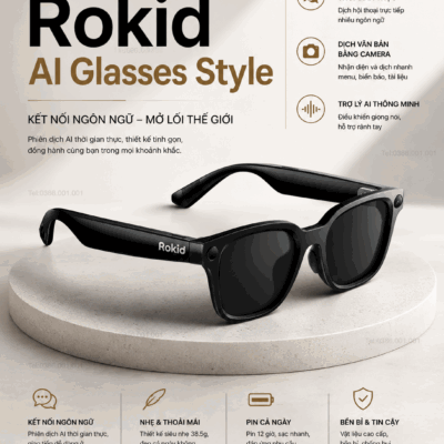 Kính Phiên Dịch Rokid AI Glasses Style 2026 - Tích Hợp AI Điều Khiển Giọng Nói “Hey Rokid”