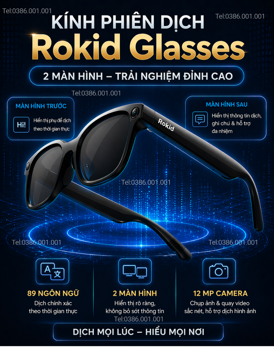 Kính phiên dịch Rokid Glasses 2026 - Thế hệ mới Micro-LED bản Global cao cấp